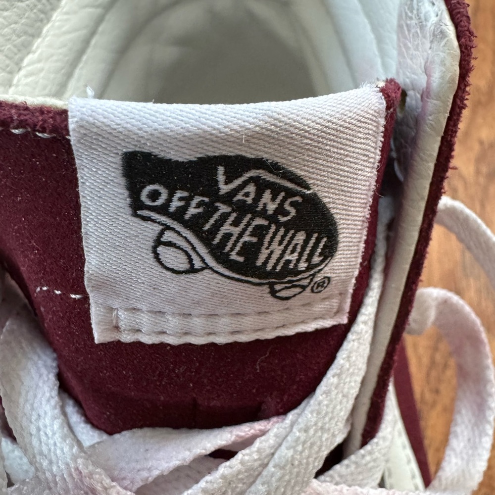 Vans Sk8-Hi Skate shoe high top burgundy & white men’s 6.5 women’s 8 sneakers - Picture 3 of 11